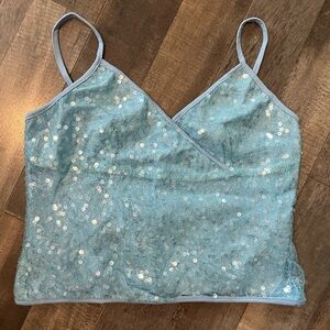 Blue Sequin Camisole Top